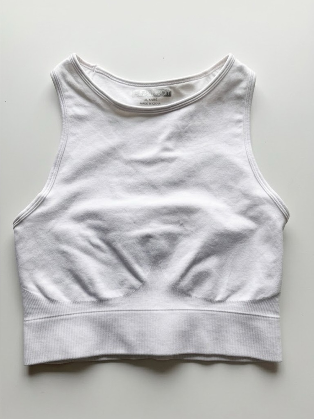 Forever 21 White Ribbed Seamless High Neck Athleisure Crop Tank Top Women’s M